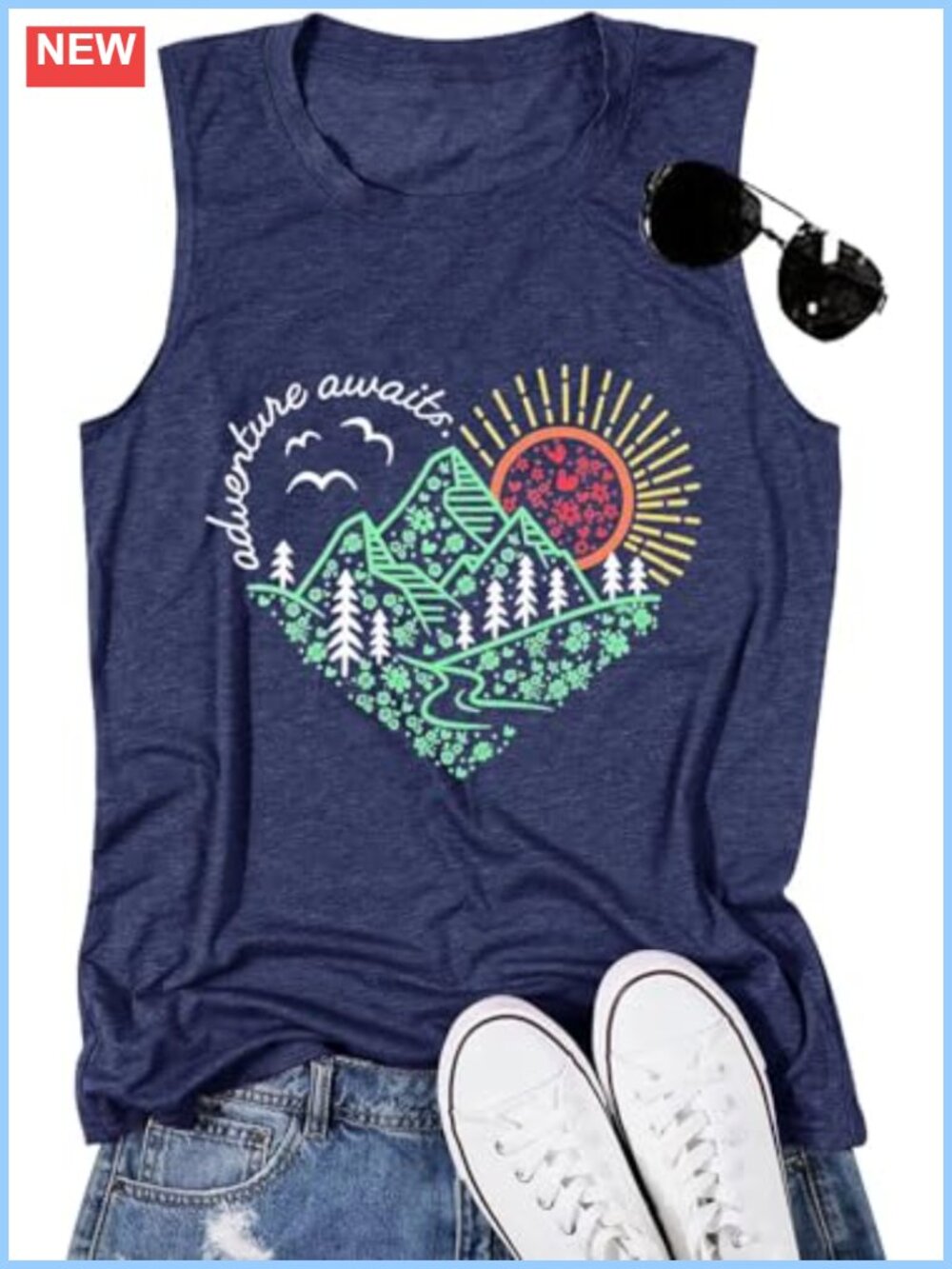 Women's Cotton Blend Sleeveless Tank Top Outdoor Workout Hiking Tee